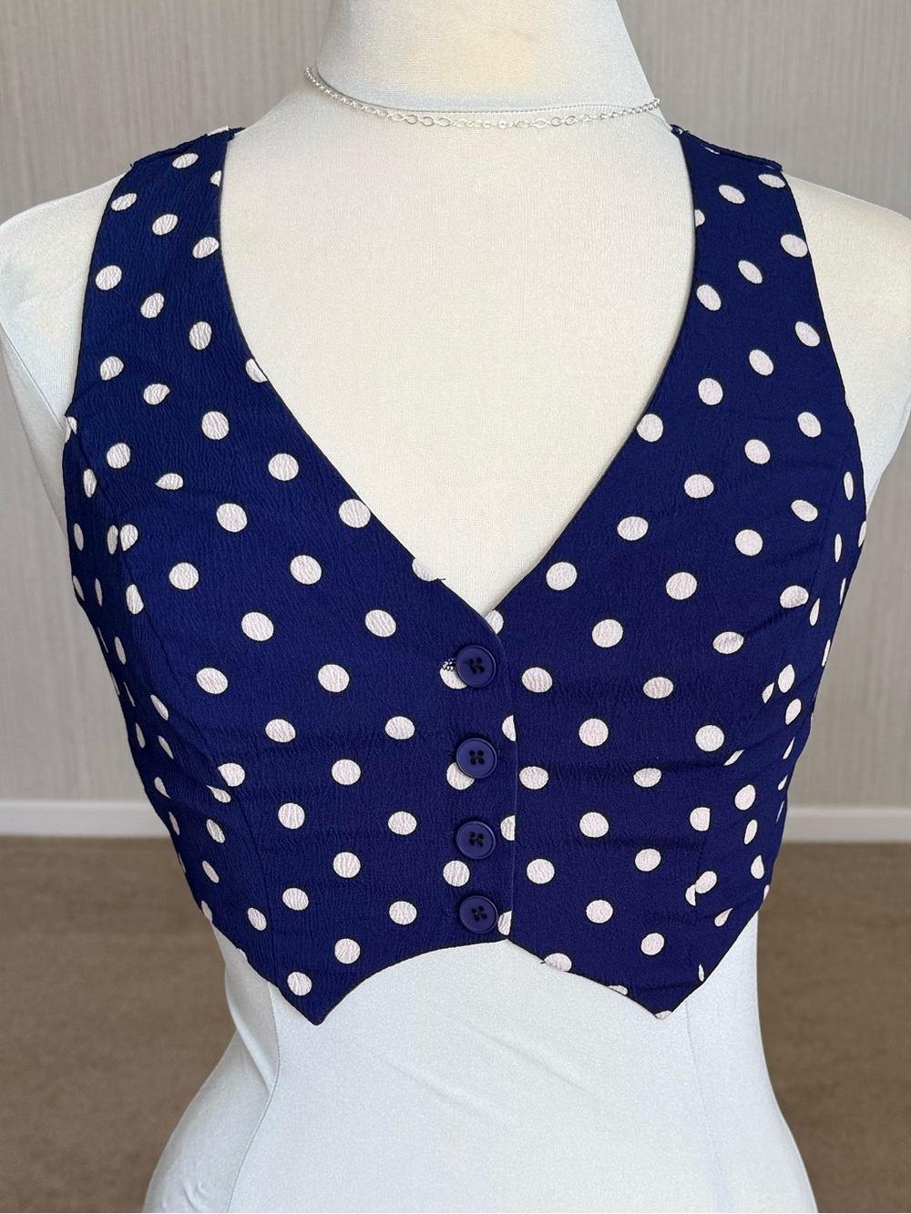 Love Poem Navy Polka Dot Crop Top Vest